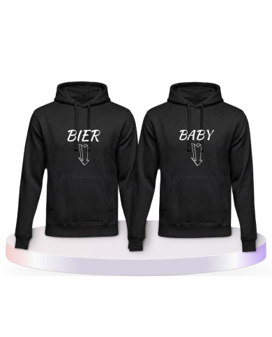 Partnerlook Hoodies mit Bier und Baby | Paarpulli