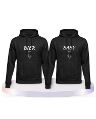 Partnerlook Hoodies mit Bier und Baby | Paarpulli