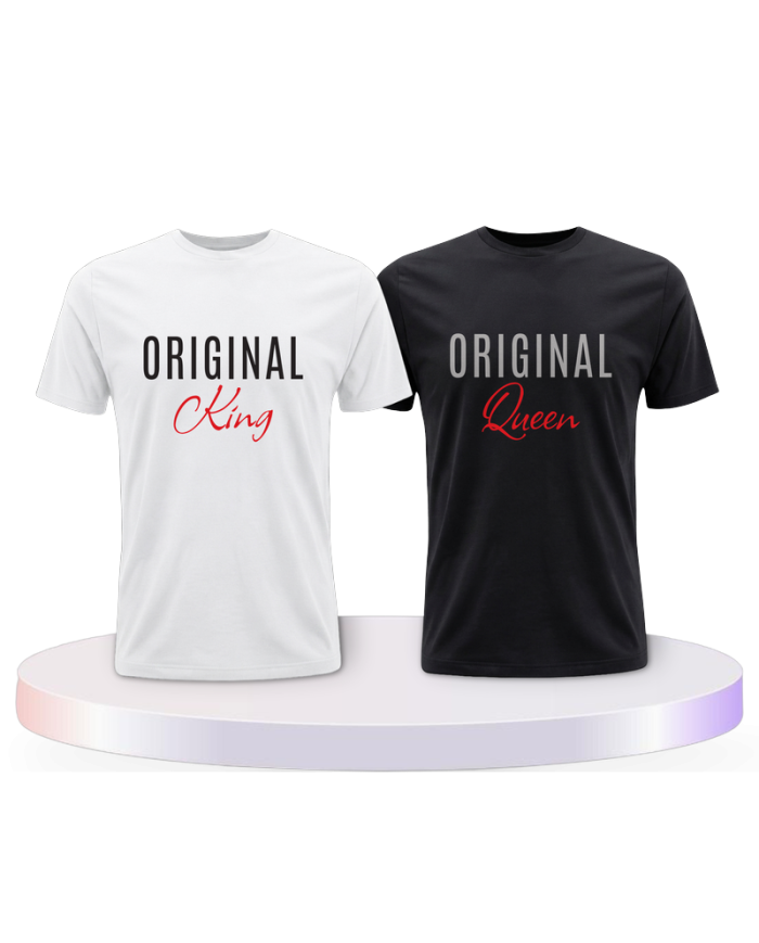 Partnerlook T-Shirts mit Original King und Original Queen | Paarpulli