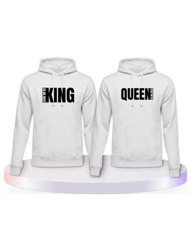 King und Queen mit seitlichem Wunschdatum Pärchen Hoodies | Paarpulli