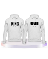 King und Queen mit seitlichem Wunschdatum Pärchen Hoodies | Paarpulli