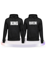 King und Queen mit seitlichem Wunschdatum Pärchen Hoodies | Paarpulli