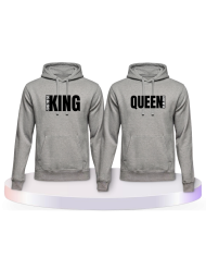 King und Queen mit seitlichem Wunschdatum Pärchen Hoodies | Paarpulli