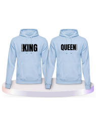 King und Queen mit seitlichem Wunschdatum Pärchen Hoodies | Paarpulli
