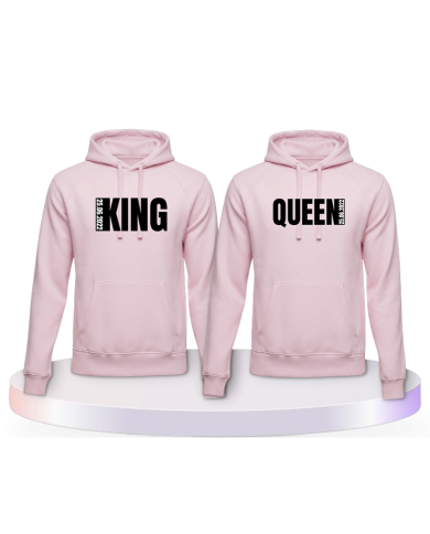King und Queen mit seitlichem Wunschdatum Pärchen Hoodies | Paarpulli