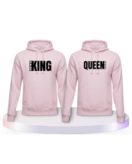 King und Queen mit seitlichem Wunschdatum Pärchen Hoodies | Paarpulli