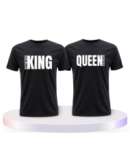 King und Queen mit seitlichem Wunschdatum Pärchen T-Shirts | Paarpulli