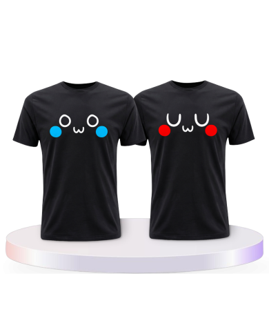 Partnerlook T-Shirts mit OwO UwU | Paarpulli