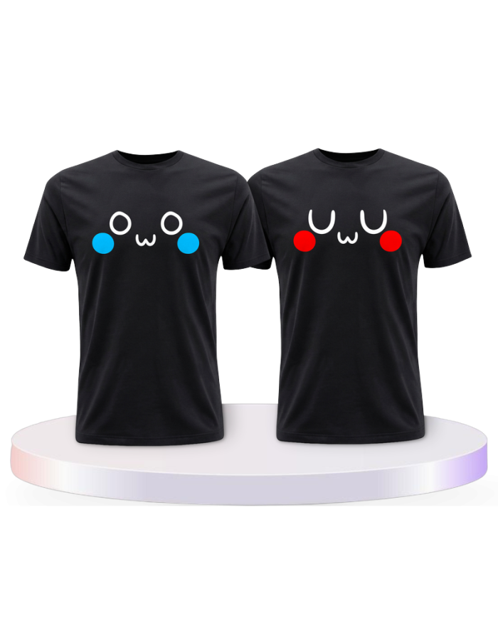Partnerlook T-Shirts mit OwO UwU | Paarpulli