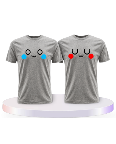 Partnerlook T-Shirts mit OwO UwU | Paarpulli