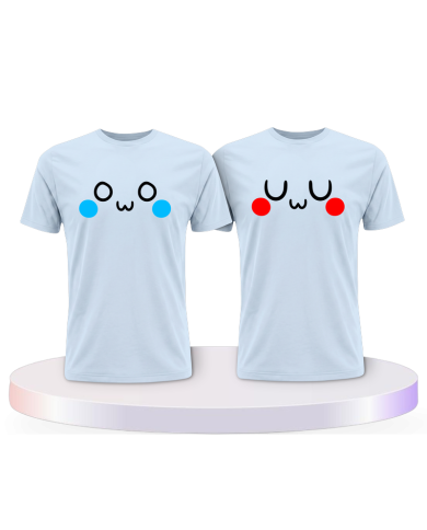 Partnerlook T-Shirts mit OwO UwU | Paarpulli