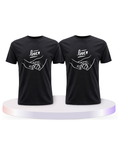 Gemeinsamer Look: Love haltende Hände T-Shirts | Paarpulli