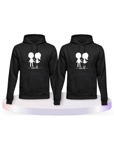 You and Me Kapuzenpullover mit einem Bild Partner Hoodies | Paarpulli
