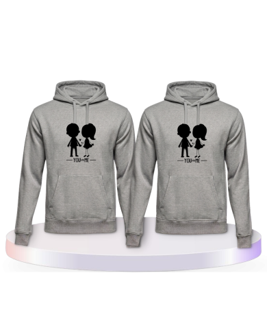You and Me Kapuzenpullover mit einem Bild Partner Hoodies | Paarpulli