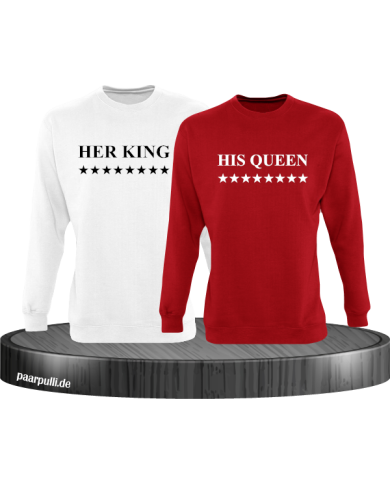 Her King His Queen Partnerlook Sweatshirts in weiß rot