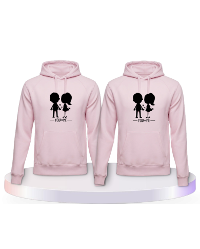 You and Me Kapuzenpullover mit einem Bild Partner Hoodies | Paarpulli