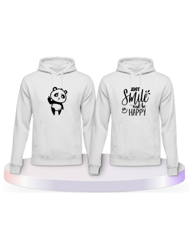 Just Smile and be Happy Panda Design Pärchen Hoodies | Paarpulli