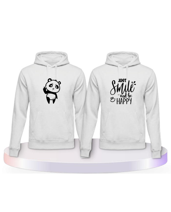 Just Smile and be Happy Panda Design Pärchen Hoodies | Paarpulli