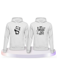 Just Smile and be Happy Panda Design Pärchen Hoodies | Paarpulli