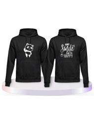 Just Smile and be Happy Panda Design Pärchen Hoodies | Paarpulli