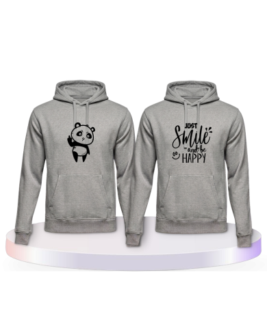 Just Smile and be Happy Panda Design Pärchen Hoodies | Paarpulli