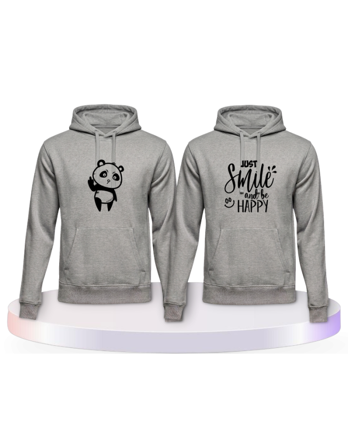 Just Smile and be Happy Panda Design Pärchen Hoodies | Paarpulli