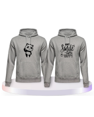 Just Smile and be Happy Panda Design Pärchen Hoodies | Paarpulli
