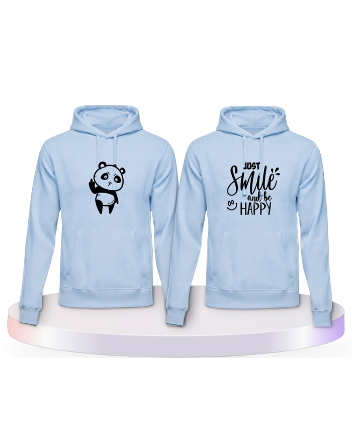 Just Smile and be Happy Panda Design Pärchen Hoodies | Paarpulli