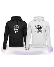 Just Smile and be Happy Panda Design Pärchen Hoodies | Paarpulli