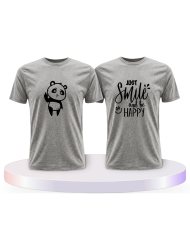 Just Smile and be Happy Panda Design Pärchen T-Shirts | Paarpulli