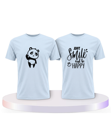 Just Smile and be Happy Panda Design Pärchen T-Shirts | Paarpulli