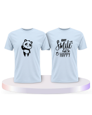 Just Smile and be Happy Panda Design Pärchen T-Shirts | Paarpulli