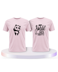 Just Smile and be Happy Panda Design Pärchen T-Shirts | Paarpulli
