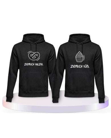 Partnerlook Hoodies mit Ziemlich süß und ziemlich salzig | Paarpulli