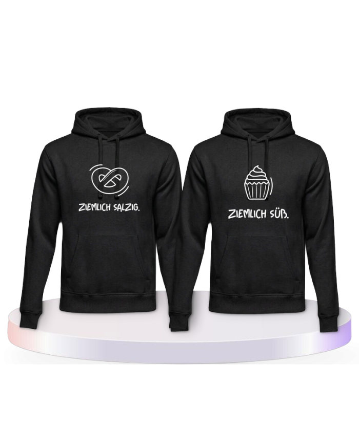 Partnerlook Hoodies mit Ziemlich süß und ziemlich salzig | Paarpulli