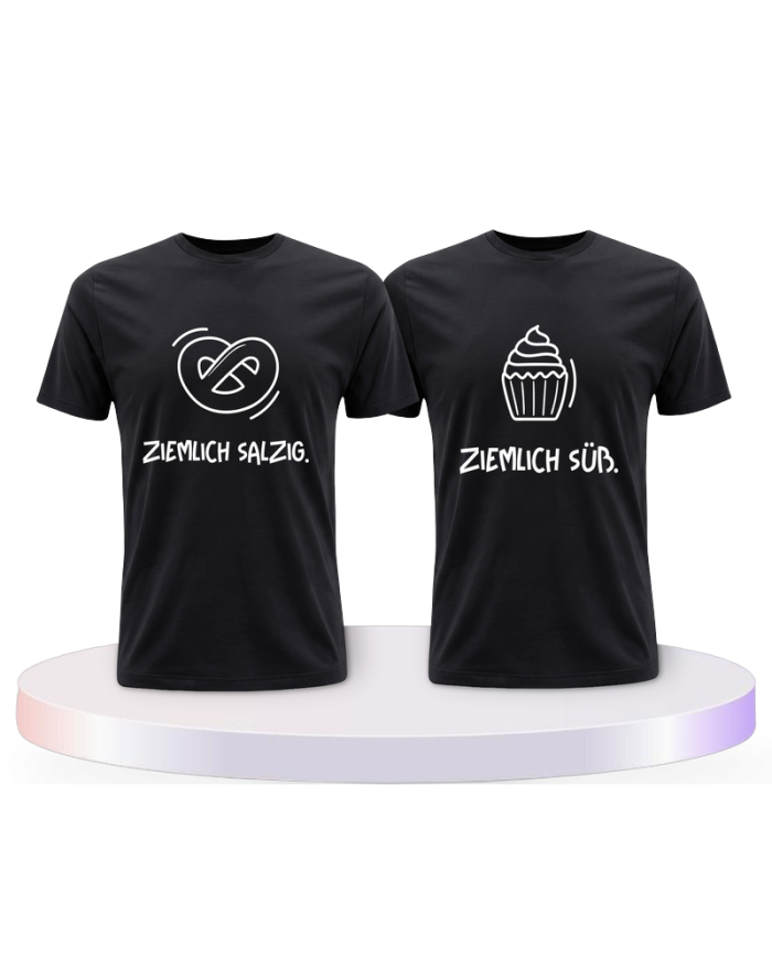 Ziemlich süß und ziemlich salzig Pärchen T-Shirts | Paarpulli