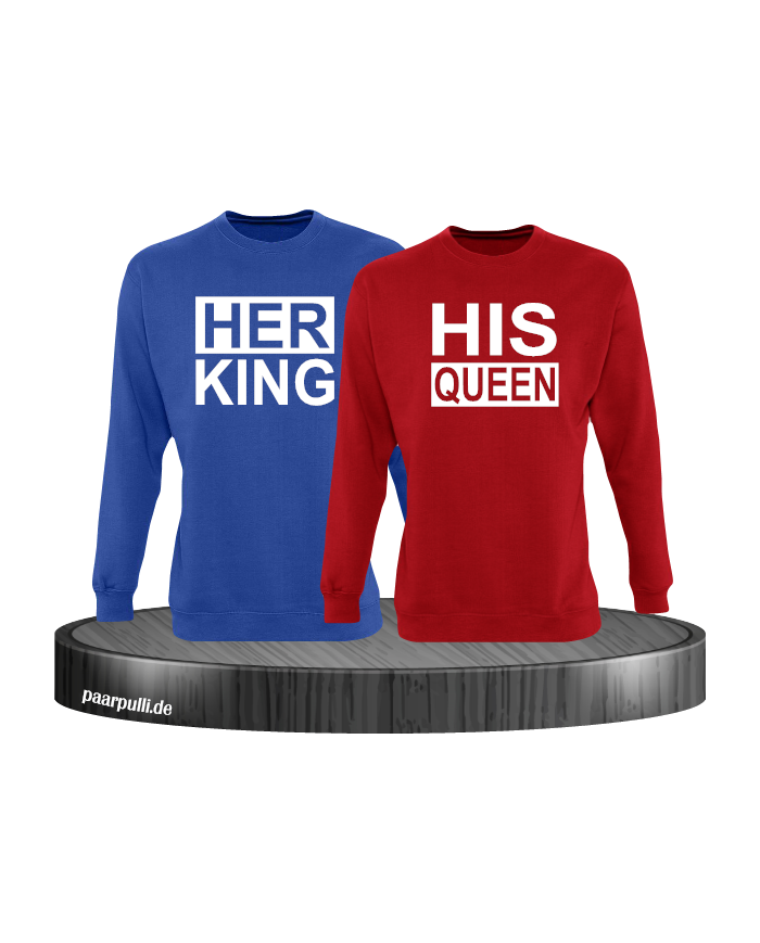 Her King His Queen Partnerlook Sweatshirts in blau rot