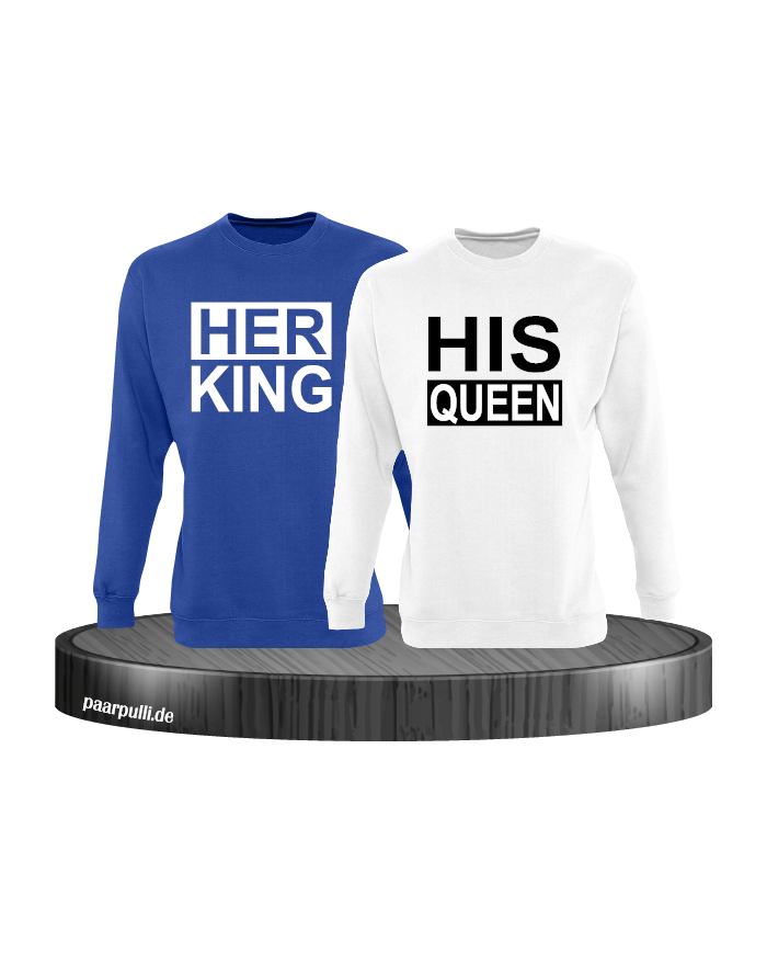 Her King His Queen Partnerlook Sweatshirts in blau weiß