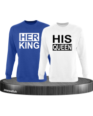 Her King His Queen Partnerlook Sweatshirts in blau weiß