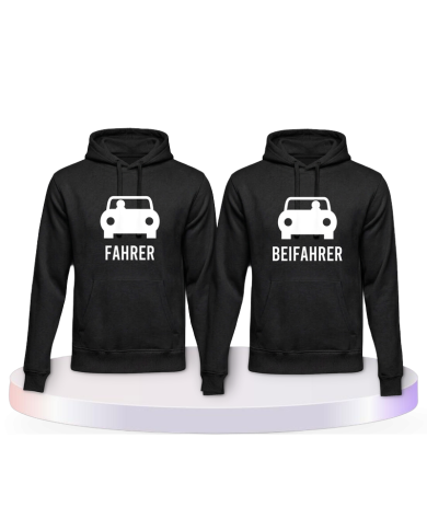 Fahrer und Beifahrer mit Sitzplätzen Couple Hoodies kaufen | Paarpulli