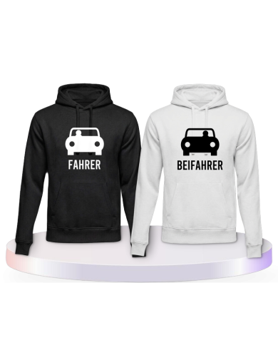 Fahrer und Beifahrer mit Sitzplätzen Couple Hoodies kaufen | Paarpulli
