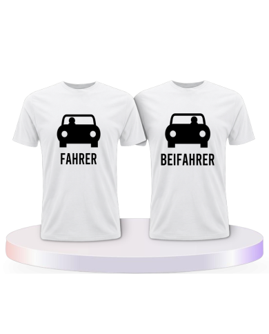 Fahrer und Beifahrer mit Sitzplätzen Pärchen T-Shirts | Paarpulli