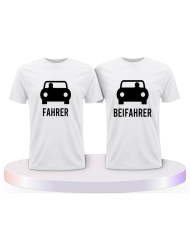 Fahrer und Beifahrer mit Sitzplätzen Pärchen T-Shirts | Paarpulli