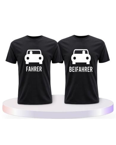 Fahrer und Beifahrer mit Sitzplätzen Pärchen T-Shirts | Paarpulli