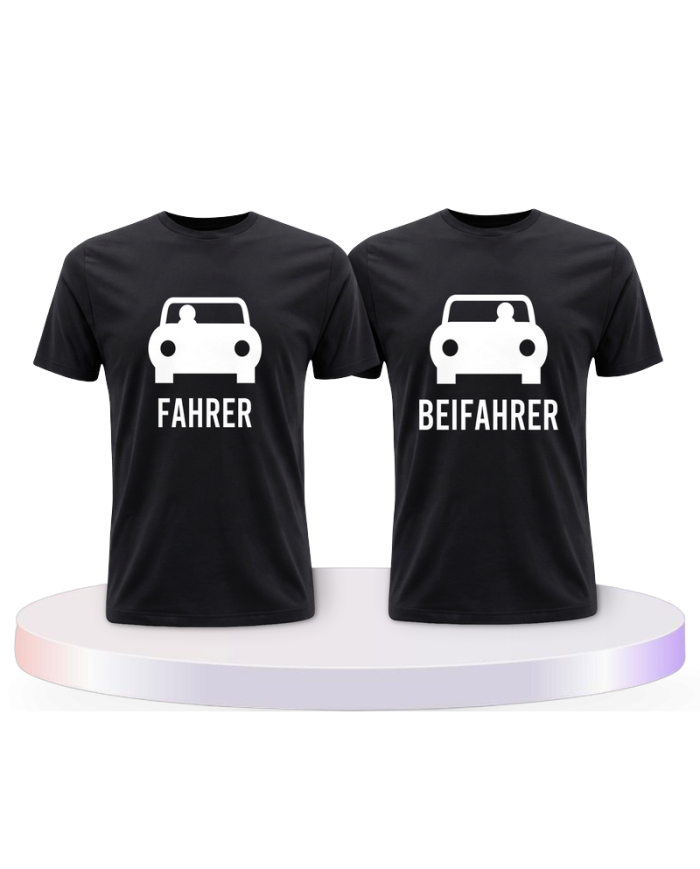 Fahrer und Beifahrer mit Sitzplätzen Pärchen T-Shirts | Paarpulli