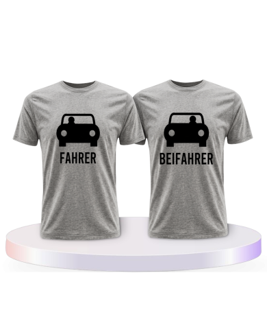 Fahrer und Beifahrer mit Sitzplätzen Pärchen T-Shirts | Paarpulli