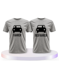 Fahrer und Beifahrer mit Sitzplätzen Pärchen T-Shirts | Paarpulli