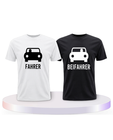 Fahrer und Beifahrer mit Sitzplätzen Pärchen T-Shirts | Paarpulli