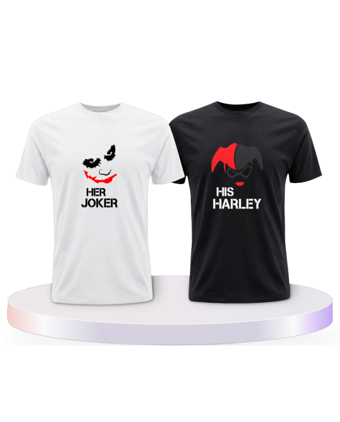 Her Joker und His Harley Pärchen T-Shirts | Paarpulli