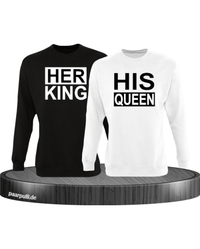 Her King His Queen Partnerlook Sweatshirts in schwarz weiß